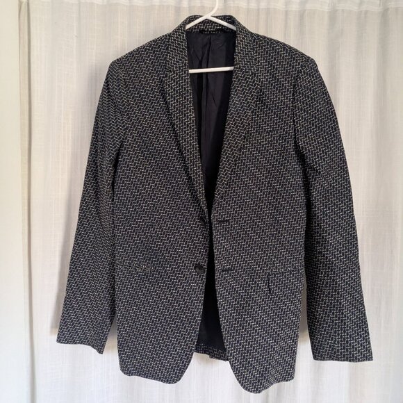 Rag & Bone Men's Slim Fit Navy Blazer with Embroidery Detail, Size 40 - Picture 1 of 9